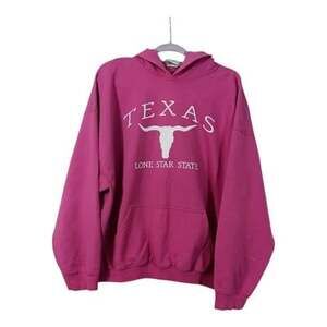 Texas Lone Star State Pink Hoodie Womens 2XL Gildan Heavy Blend Longhorn Skull